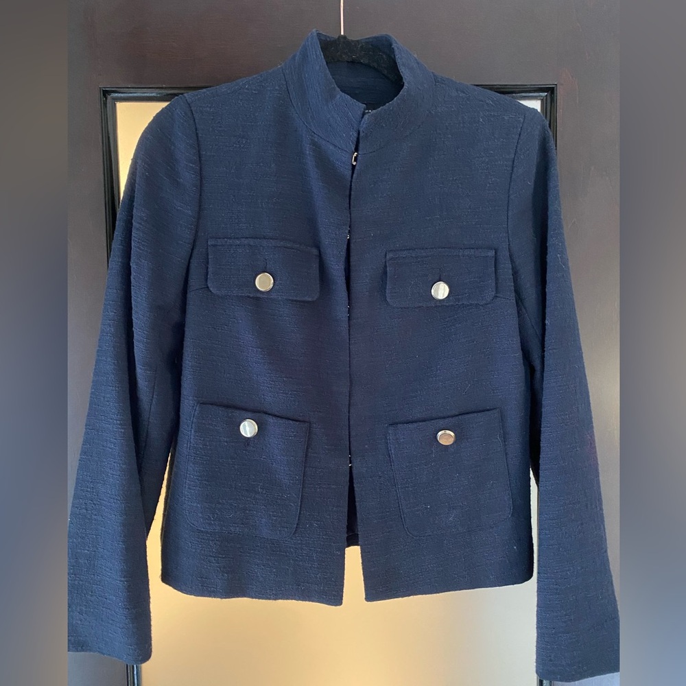 Zara Dark Blue Women's Blazer with Gold Buttons